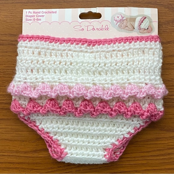 So dorable Other - Diaper Cover size 0 6 months New NWT baby Girls boutique Pink white Crocheted